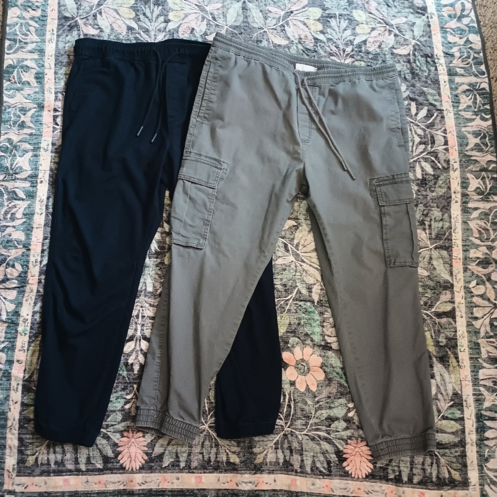 Goodfellow Lot Of 2 Mens Joggers Large Cotton Canvas Ripstop Cargo